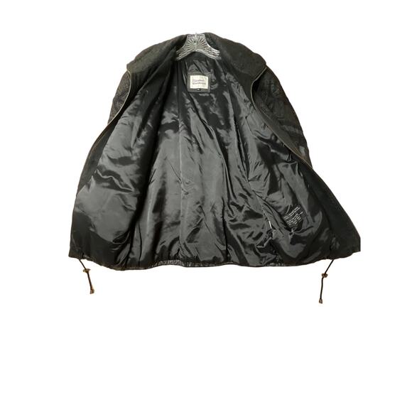 the Leather Warehouse Vintage Genuine Black Leather Jacket Paisley Size Large - Picture 3 of 8